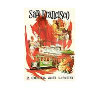 Wee Blue Coo San Francisco California Golden Gate Tram Picture Wall Art Print