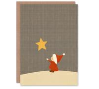 Wee Blue Coo Santa Workshop Elf Wishing On A Star Xmas Child Kids Christmas Card in Grey Wee Blue Coo Grey