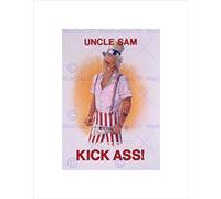 Wee Blue Coo SATIRE UNCLE SAM KICKS ASS IRAN HOSTAGE CRISIS CARICATURE FRAMED PRINT B12X5752