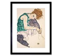 Wee Blue Coo Schiele Seated Woman Legs Drawn Up Adele Herms Artwork Framed Wall Art Print 12X16 Inch
