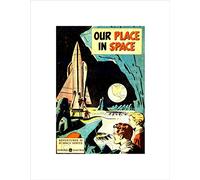 Wee Blue Coo Science Cartoon Sci Fi Fantasy Rocket Ship Space Planet Moon Wall Art Print