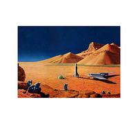 Wee Blue Coo Science Fiction Desert Space Ship Rocket Plane Picture Wall Art Print