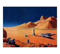 Wee Blue Coo Science Fiction Landscape Desert Space Ship Rocket Plane Art Print Poster Wall Decor 12X16 Inch