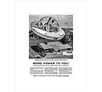 Wee Blue Coo SCIENCE FICTIONAD LIGHT POWER FLYING SAUCER DOG WEIRD FRAMED PRINT B12X6205
