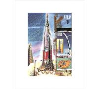 Wee Blue Coo SCIENCE MAG PAGE SPACE PROGRAM ROCKET ATLAS D BLAST OFF ART PRINT B12X10127