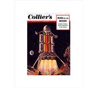 Wee Blue Coo Science Magazine Cover Colliers Man Moon Ship Craft Wall Art Print