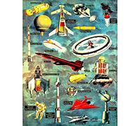 Wee Blue Coo Science Space Illustration Craft Rocket Suit Satellite USA Art Print Poster Wall Decor 12X16 Inch