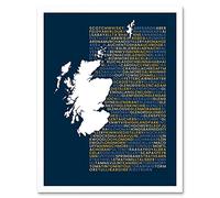 Wee Blue Coo Scotch Whisky Distilleries Map Art Print Framed Poster Wall Decor 12X16 Inch
