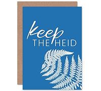 Wee Blue Coo Scotland Flower Quote Keep the Heid Sealed Greeting Card Plus Envelope Blank inside