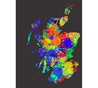 Wee Blue Coo SCOTLAND SPLATTER MAP PICTURE ART PRINT POSTER MP5752A