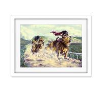 Wee Blue Coo Scottish Highland Cow Race Artwork Framed Wall Art Print 18X24 Inch