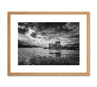 Wee Blue Coo Scottish Photo Landscape Eilean Donan Castle BW Framed Wall Art Print