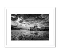 Wee Blue Coo Scottish Photo Landscape Eilean Donan Castle BW Framed Wall Art Print