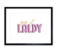 Wee Blue Coo Scottish Phrase Gie it Laldy Apply With Vigour Scotland Framed Art Print