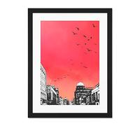Wee Blue Coo Scottish Rooftop Birds Glasgow Skyline Large Art Print Poster Wall Decor 18x24 inch Supplied Ready To Hang With Included Mount Brackets