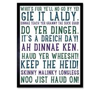 Wee Blue Coo Scottish Sayings Phrases Scotland Typography Art Print Framed Poster Wall Decor 12X16 Inch