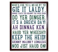 Wee Blue Coo Scottish Sayings Phrases Scotland Typography Art Print Framed Poster Wall Decor 12X16 Inch