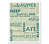 Wee Blue Coo Scottish Scotland Sayings Words Typography Art Print Framed Poster Wall Decor 12X16 Inch