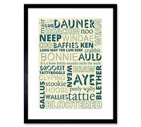 Wee Blue Coo SCOTTISH SCOTLAND SAYINGS WORDS TYPOGRAPHY BLACK FRAMED ART PRINT B12X13737