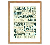 Wee Blue Coo Scottish Scotland Sayings Words Typography Framed Wall Art Print