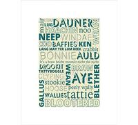 Wee Blue Coo Scottish Scotland Sayings Words Typography Wall Art Print