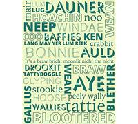 Wee Blue Coo Scottish Scotland Sayings Words Typography2 Picture Art Canvas Print