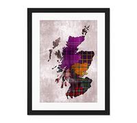 Wee Blue Coo Scottish Tartan Map Scotland Picture Large Art Print Poster Wall Decor 18x24 inch Supplied Ready To Hang With Included Mount Brackets