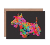 Wee Blue Coo Scottish Terrier Dog Colourful Scottie Scotland Sealed Greeting Card Plus Envelope Blank inside