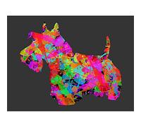 Wee Blue Coo Scottish Terrier Splatter Art Print Poster Wall Decor 12X16 Inch