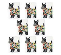 Wee Blue Coo Scottish Terrier With Floral Raincoat Watercolour Art Cards Pack of 8 | Size: 8 pack Wee Blue Coo Multicolor 8 pack