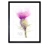 Wee Blue Coo Scottish Thistle Flower Head Watercolour Scotland Framed Art Print