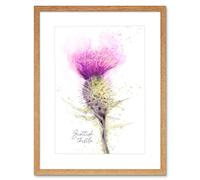 Wee Blue Coo Scottish Thistle Flower Head Watercolour Scotland Framed Art Print