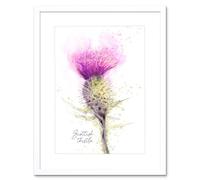 Wee Blue Coo Scottish Thistle Flower Head Watercolour Scotland Framed Art Print