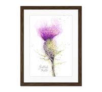 Wee Blue Coo Scottish Thistle Flower Head Watercolour Scotland Large Art Print Poster Wall Decor 18x24 inch Supplied Ready To Hang With Included Mount Brackets