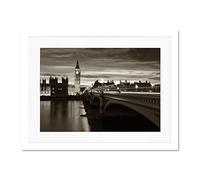Wee Blue Coo Sepia London Big Ben Large Framed Art Print Wall Poster 18x24 inch