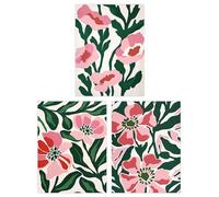 Set of 3 Prints Pink Poppy Flowers Floral Retro Boho Poster Art Wee Blue Coo Pink W12 inch x H16 inch