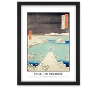 Shisa Iki Province Utagawa Hiroshige Japan Woodblock Classic Collection Artwork Framed Wall Art Print A4 Artery8 Black One Size