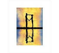 Wee Blue Coo Silhouette Couple Love Heart Reflection Clouds Grass Wall Art Print