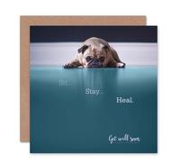 Wee Blue Coo Sit Stay Heal Cute Dog Get Well Card Wee Blue Coo Multicolor