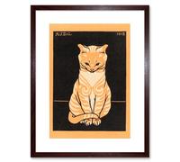 Wee Blue Coo Sitting Tabby Cat Julie De Graag Art Print Framed Poster Wall Decor 9x7 inch