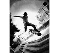Wee Blue Coo Skateboarder Trick BW Art Print Poster Wall Decor 12X16 Inch