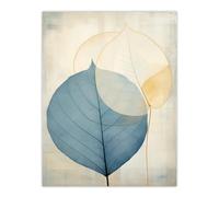 Wee Blue Coo Skeleton Leaves Blue I Leaf Veins Structure Pastel Colour Azure Tan Yellow Watercolour Painting Extra Large XL Wall Art Poster Print