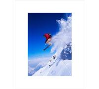 Wee Blue Coo Skier Ski Jumping Snow Sport Sky Art Picture Wall Art Print