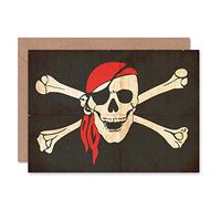 Wee Blue Coo Skull Crossbones Pirate Patch Flag Birthday Art Sealed Greeting Card Plus Envelope Blank inside