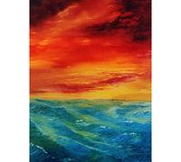 Wee Blue Coo Sky Seascape Sunset Waves Red Blue Large Wall Art Poster Print Thick Paper 18X24 Inch