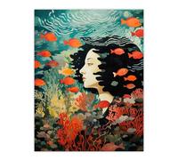 Wee Blue Coo Sleeping With Fishes Underwater Dream Large Wall Art Poster Print Thick Paper 18X24 Inch