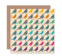 Wee Blue Coo Small Bird Colour Hearts Palette Pattern Art Card Wee Blue Coo Multicolor