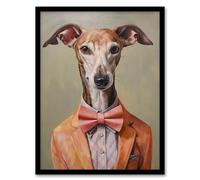 Wee Blue Coo Smart As A Whippet Bow Tie Greyhound Artwork Framed Wall Art Print 18X24 Inch
