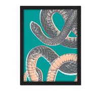 Wee Blue Coo Snake Illustration Modern Biodiversity Artwork Framed Wall Art Print 18X24 Inch