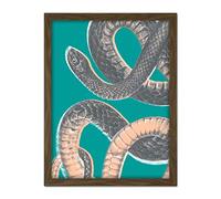 Wee Blue Coo Snake Illustration Modern Biodiversity Artwork Framed Wall Art Print 18X24 Inch